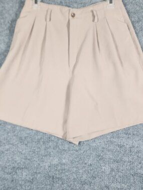 Vintage 90s SKYR High Rise Pleated Trouser Shorts Sz 8 Khaki Wide Leg
